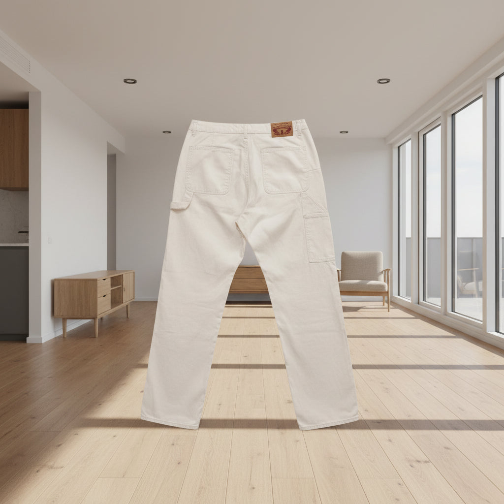 Unisex Off-White Wide Leg Cargo Pants