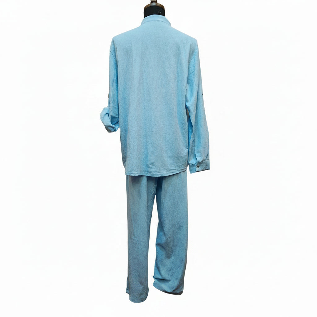 Men's Light Blue Linen Walking Suit