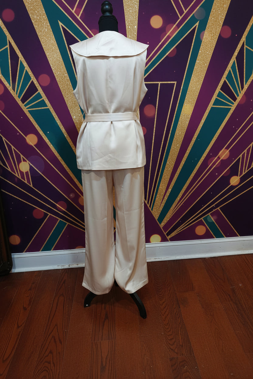 Women's Two-Piece Sleeveless Vest & Wide Leg Pant Suit