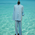 Men's Light Blue Linen Walking Suit