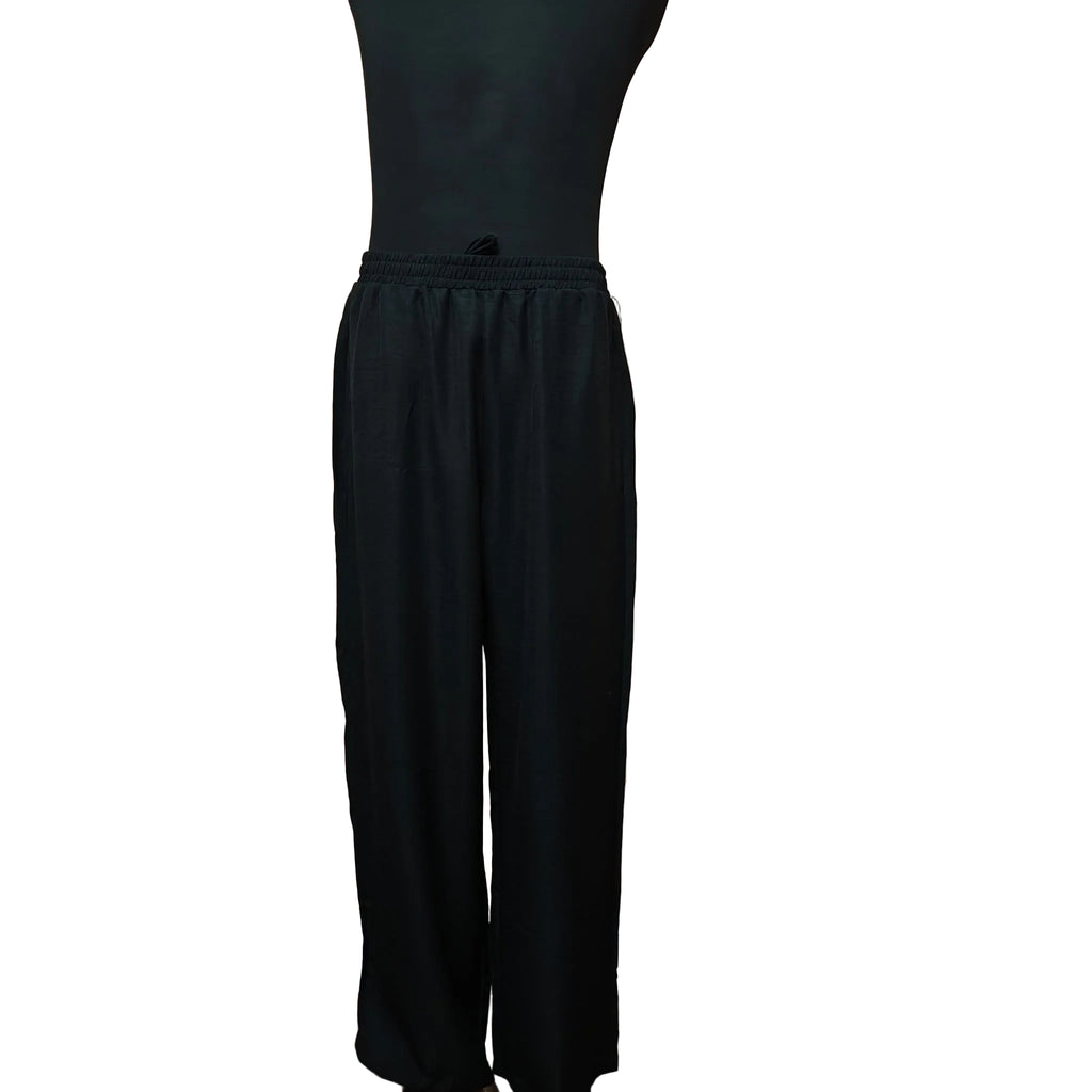 Men's Black Wide Leg Drawstring Pants