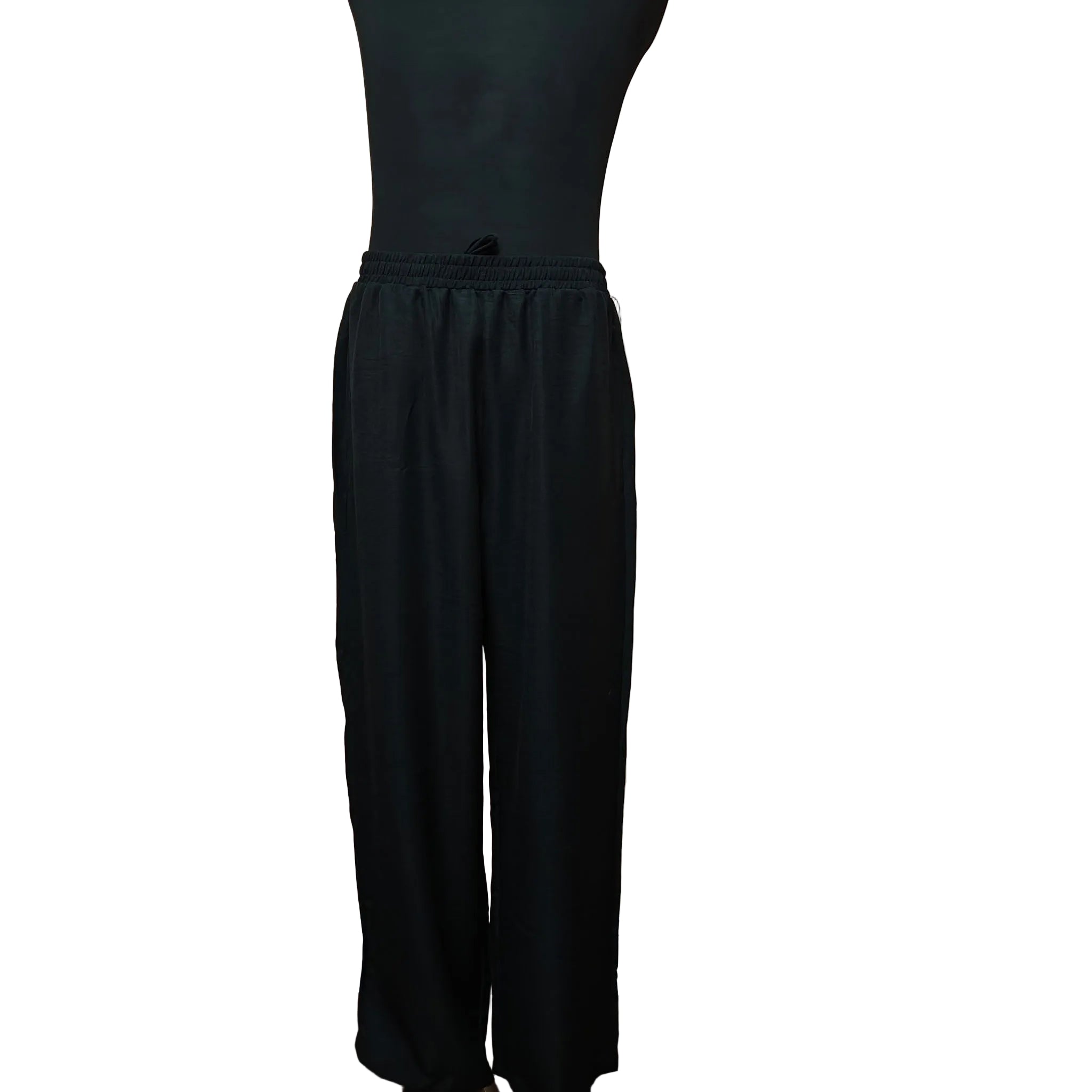Men's Black Wide Leg Drawstring Pants