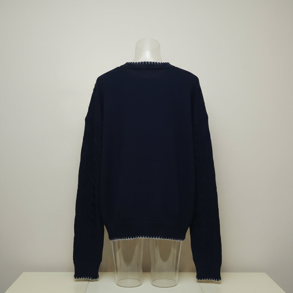 Men's Navy Cable Knit Sweater