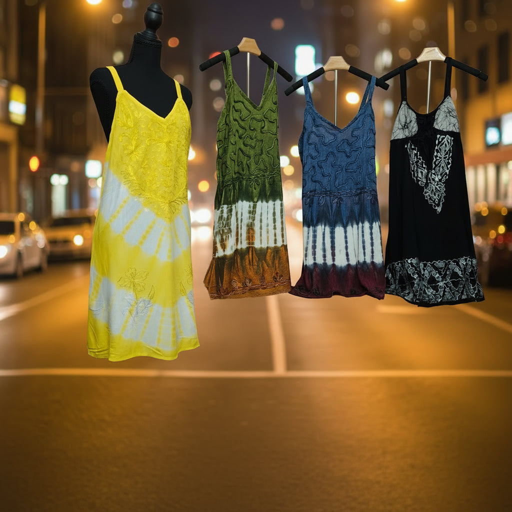 Women's Tie-Dye Spaghetti Strap Dress — Sold Individually
