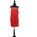 Red Linen Spaghetti Strap Dress with Stitched Chest & Hem
