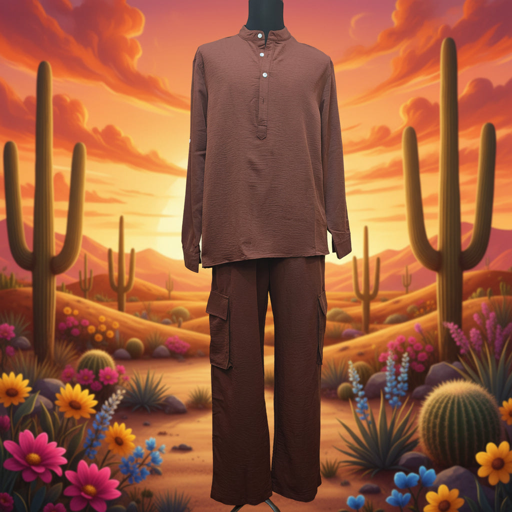Men's Brown Linen Two-Piece Walking Suit