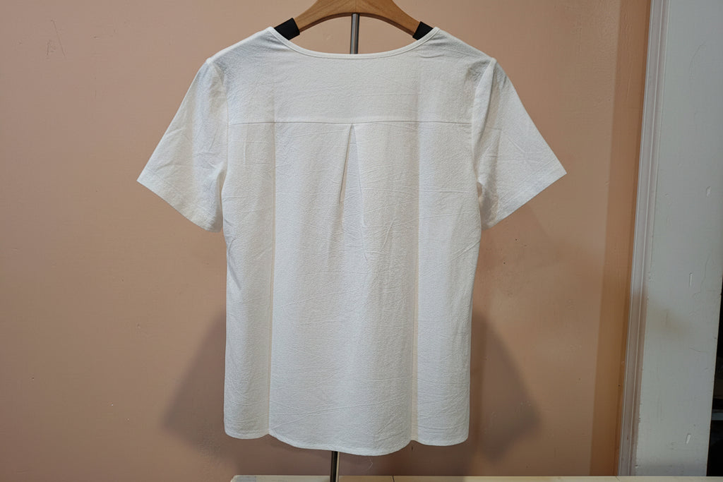 Hand Painted Linen Floral Short Sleeve Blouse
