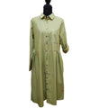 Women's Olive Green Tab Sleeve Button-Down Dress