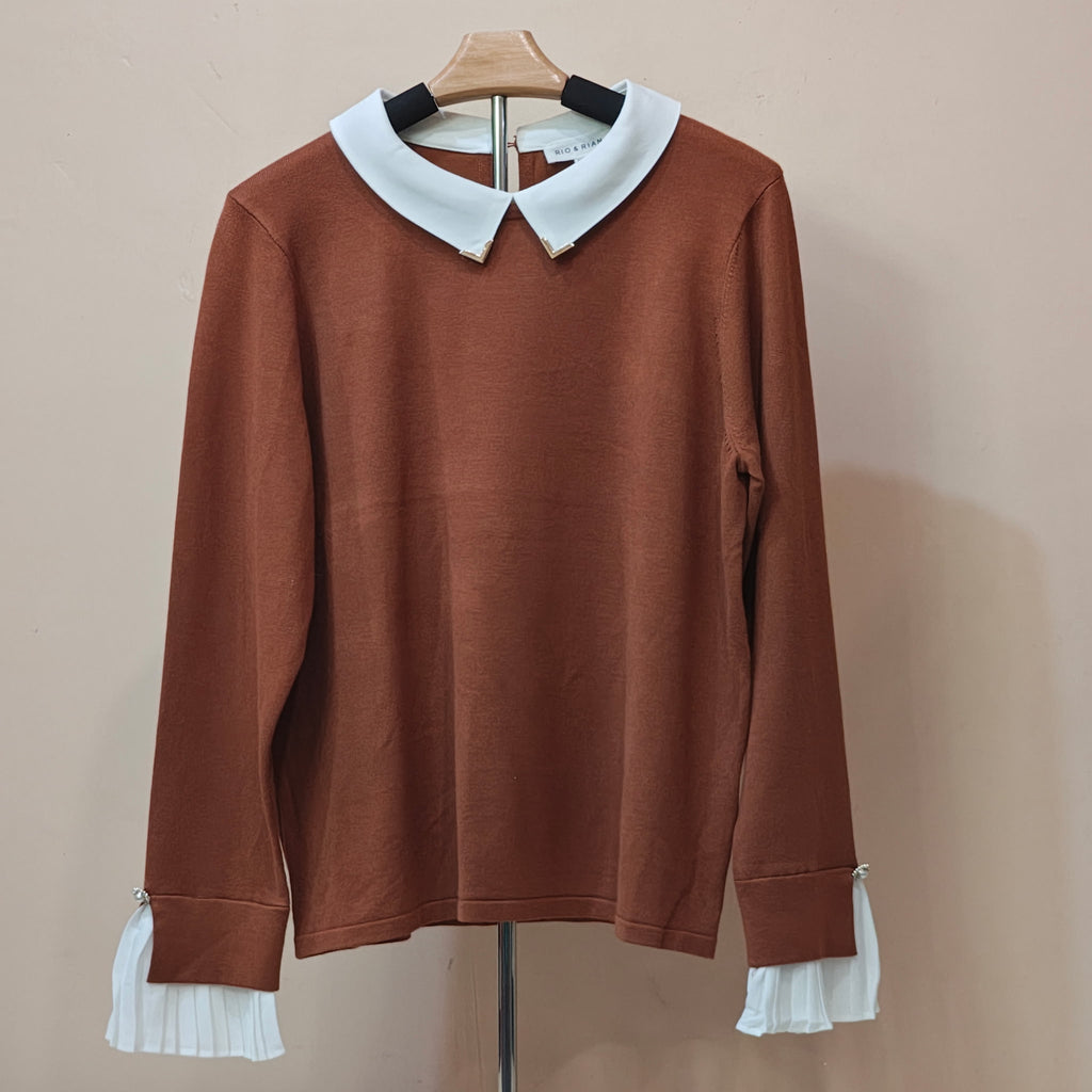 Women's Brown Rust Knit Pullover Sweater