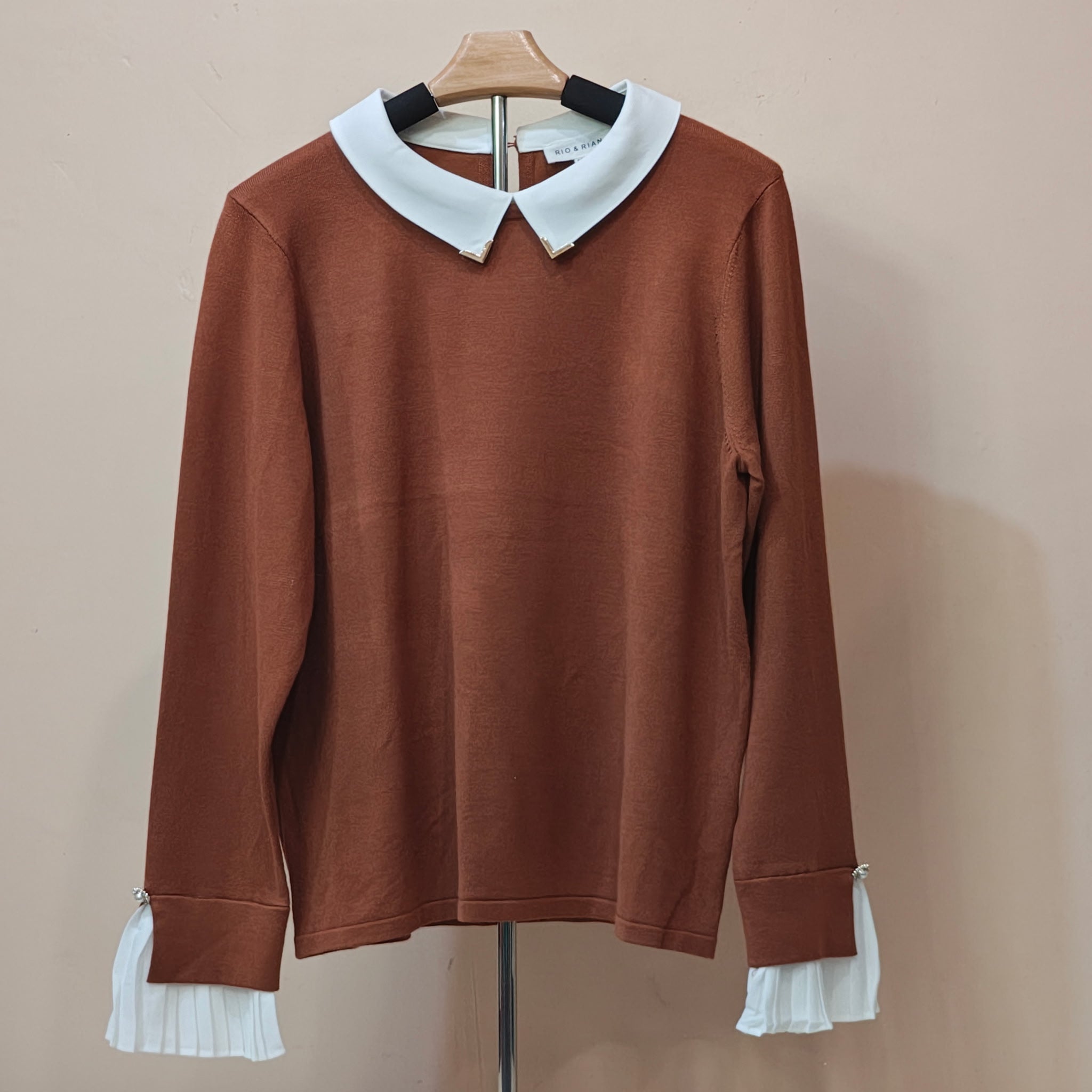 Women's Brown Rust Knit Pullover Sweater