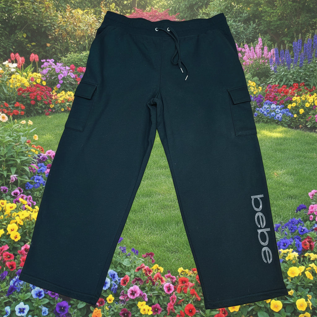 Women's Black Bebe Cargo Sweatpants