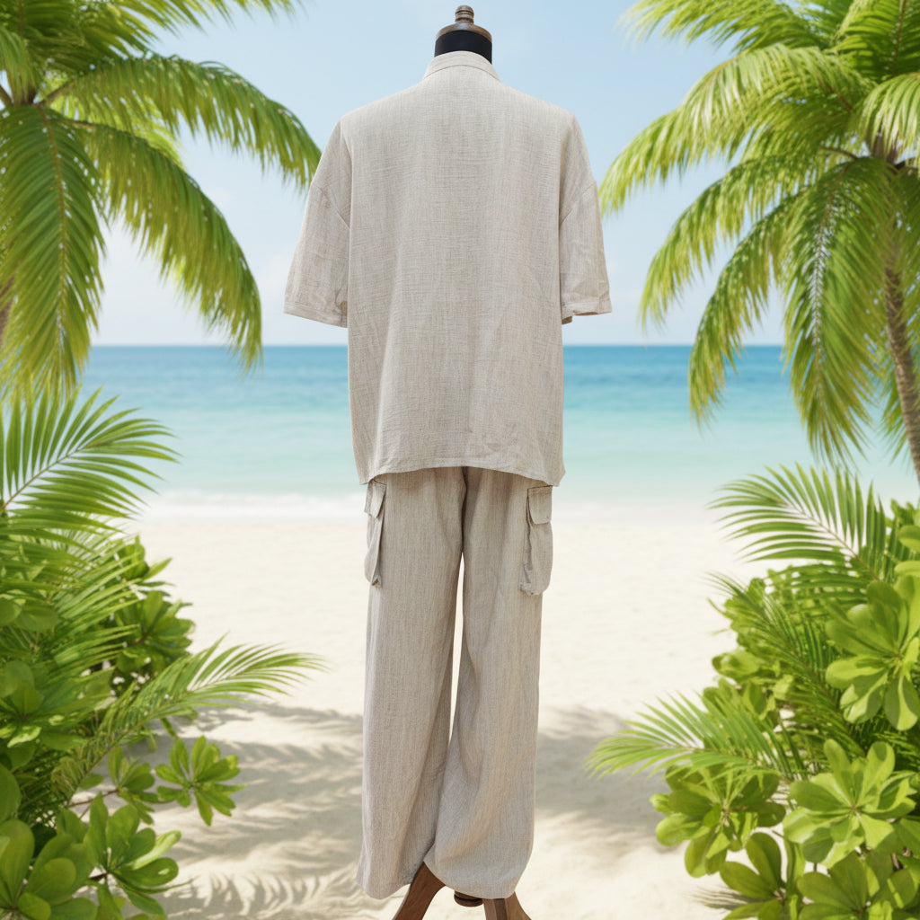 Men's Beige Linen Two-Piece Walking Suit
