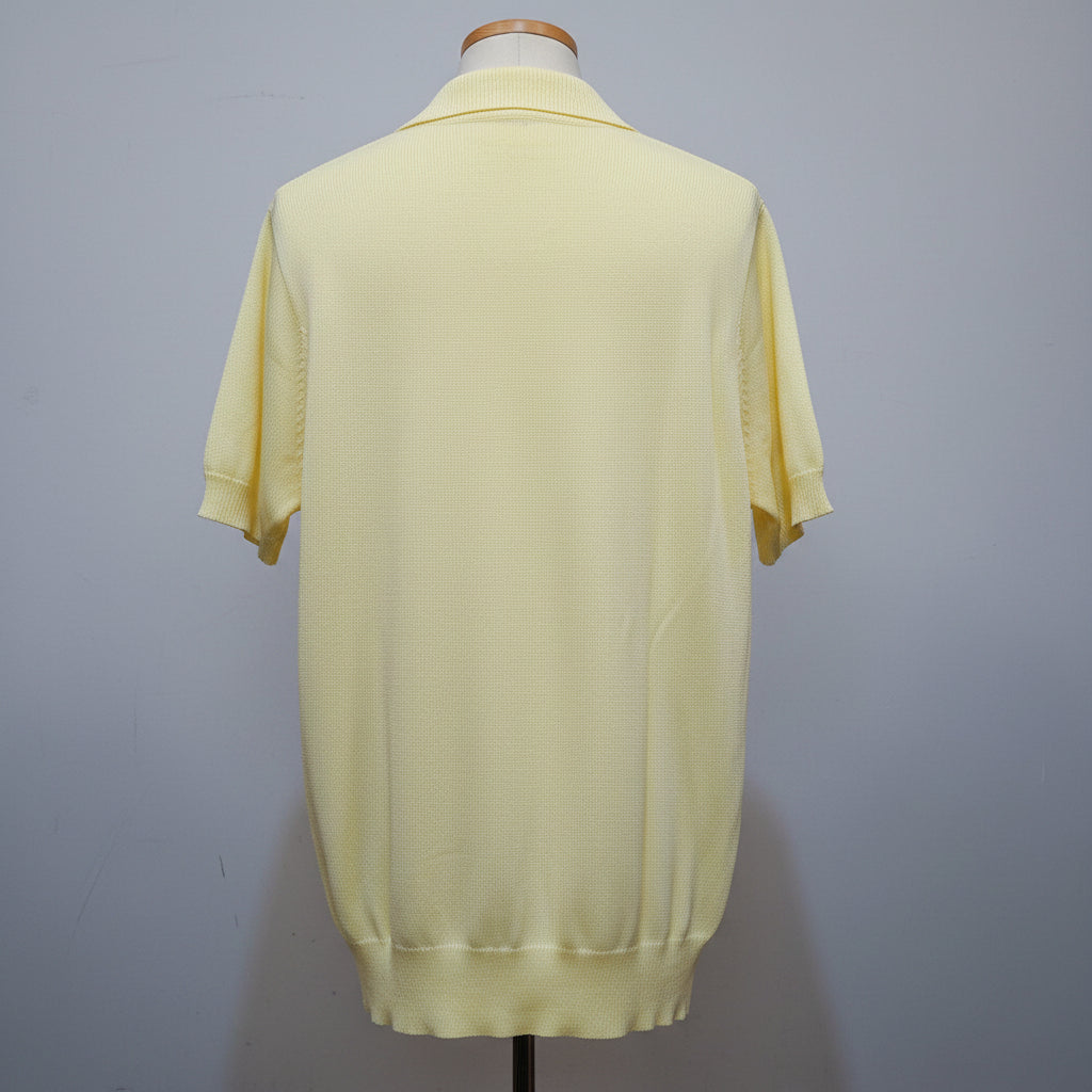 Men's Yellow V-Neck Metal Accent Knit Polo Shirt
