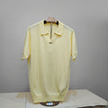 Men's Yellow V-Neck Metal Accent Knit Polo Shirt