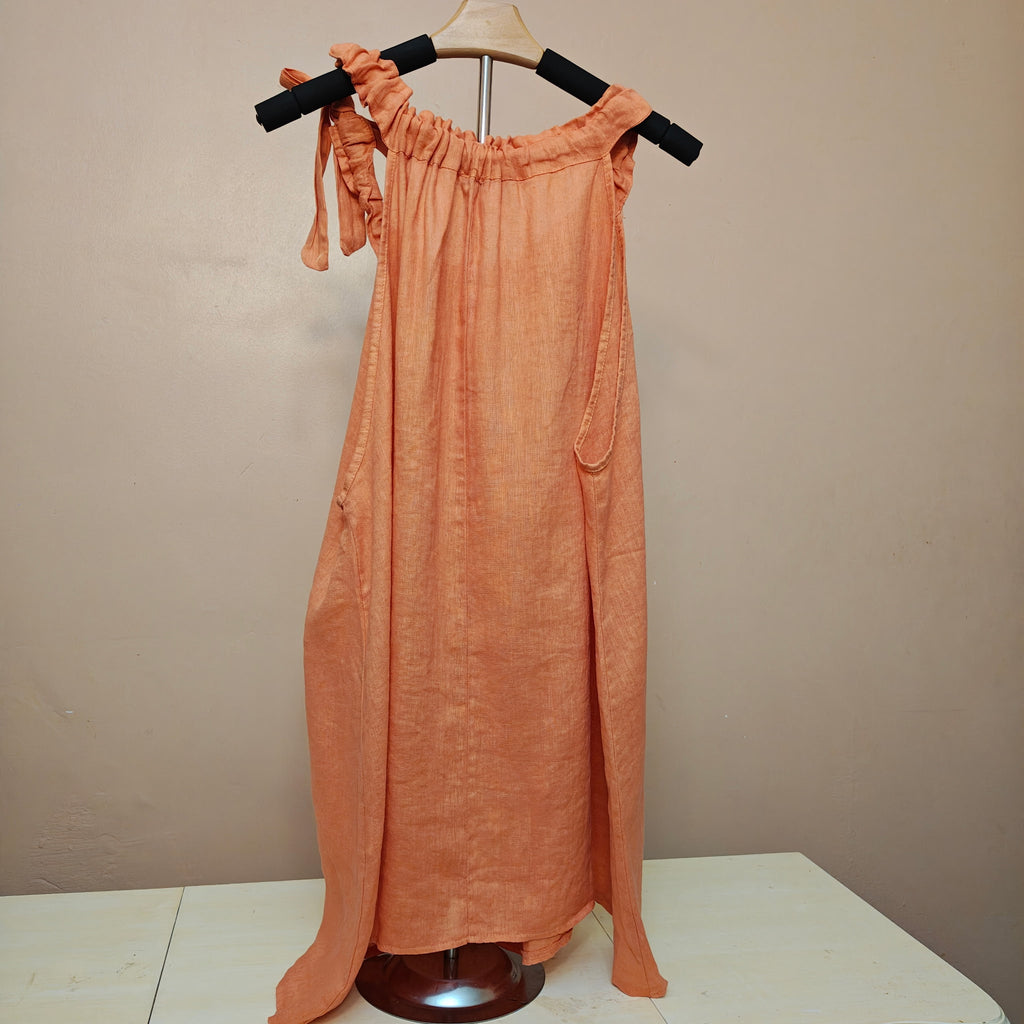 Italian Handmade Orange Linen Blouse