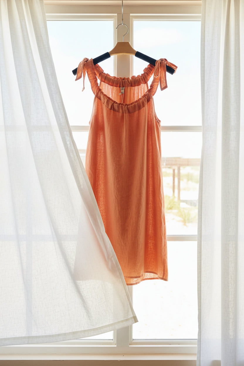 Italian Handmade Orange Linen Blouse