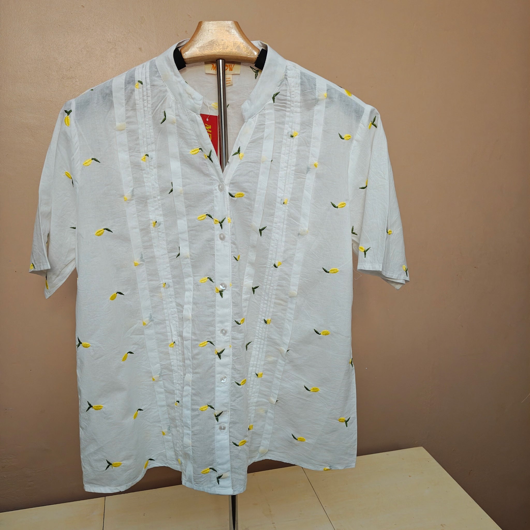 Women's White Cotton Blouse with Embroidery Detail