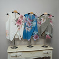 Women's Floral Linen Wrap Top