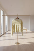 Women's Yellow Criss-Cross Sweater with White Trim