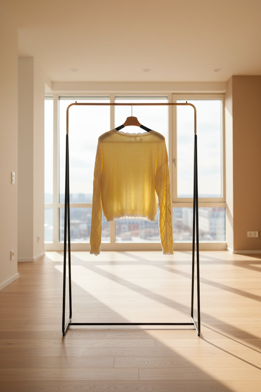 Women's Yellow Criss-Cross Sweater with White Trim