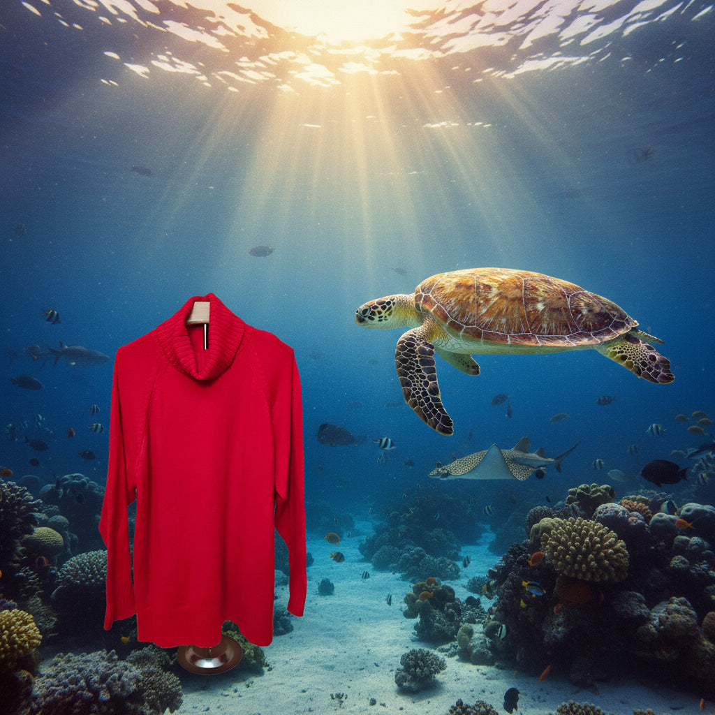 Women's Red Turtleneck Winter Sweater