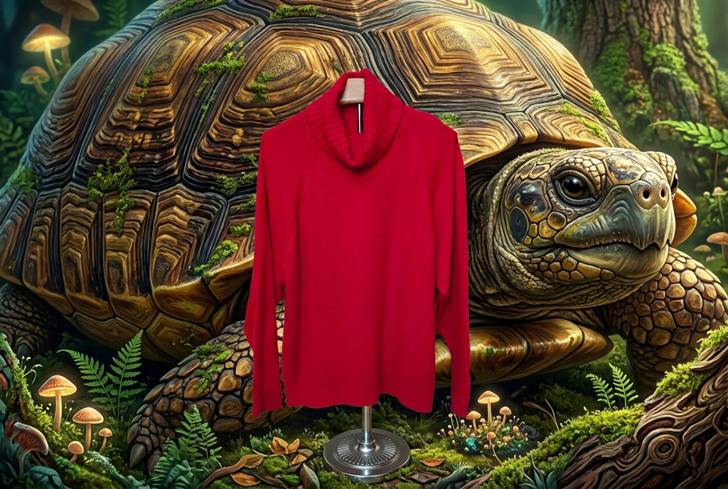 Women's Red Turtleneck Winter Sweater