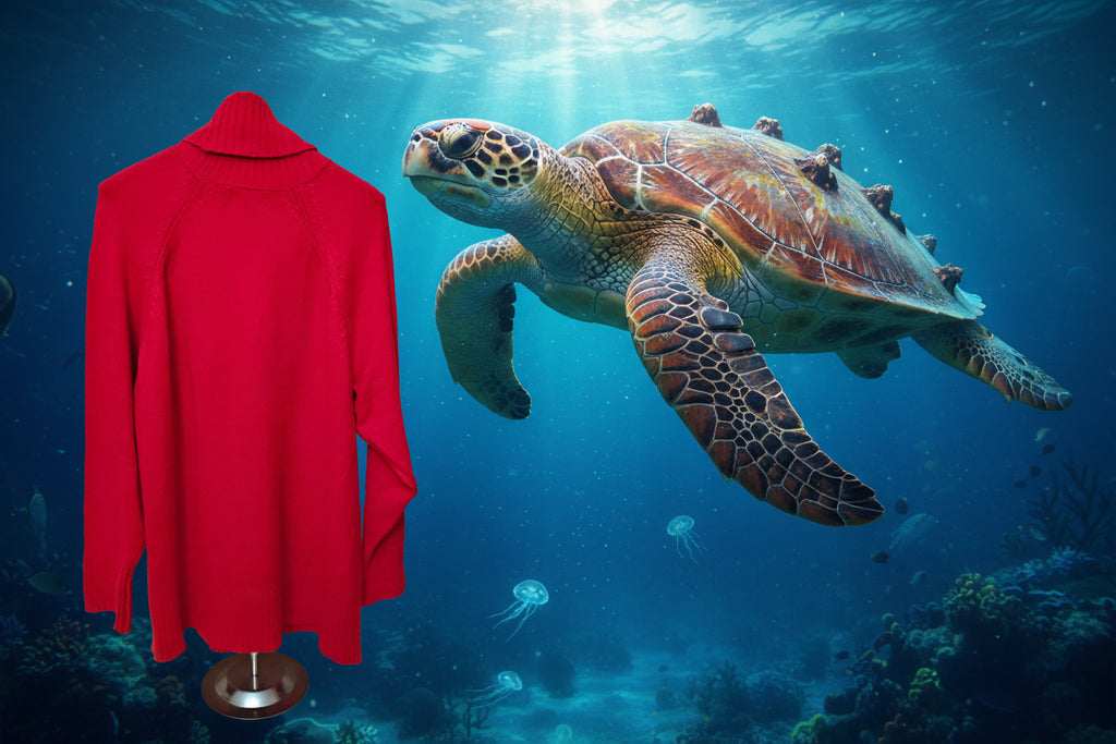 Women's Red Turtleneck Winter Sweater