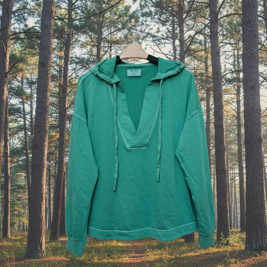 Women's Green V-Neck Hoodie