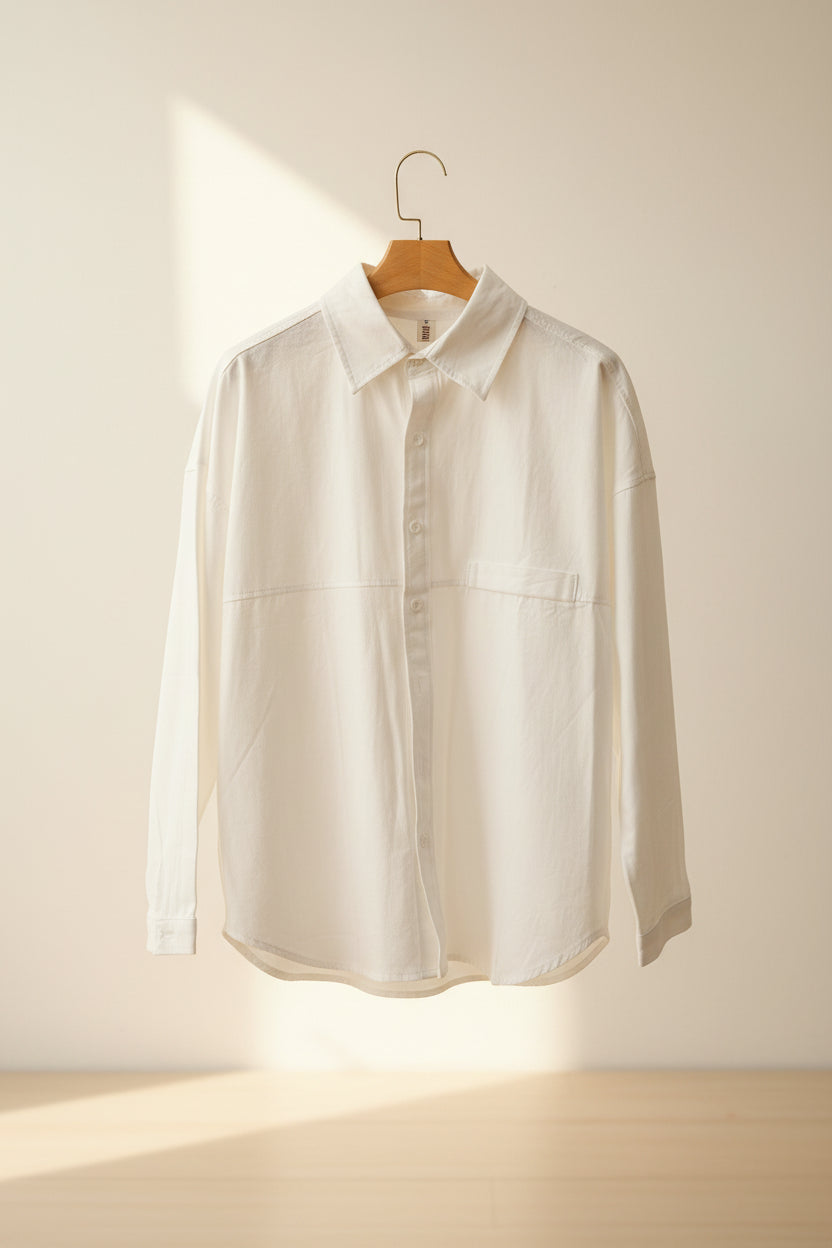 Women's White Button-Up Long Sleeve Shirt