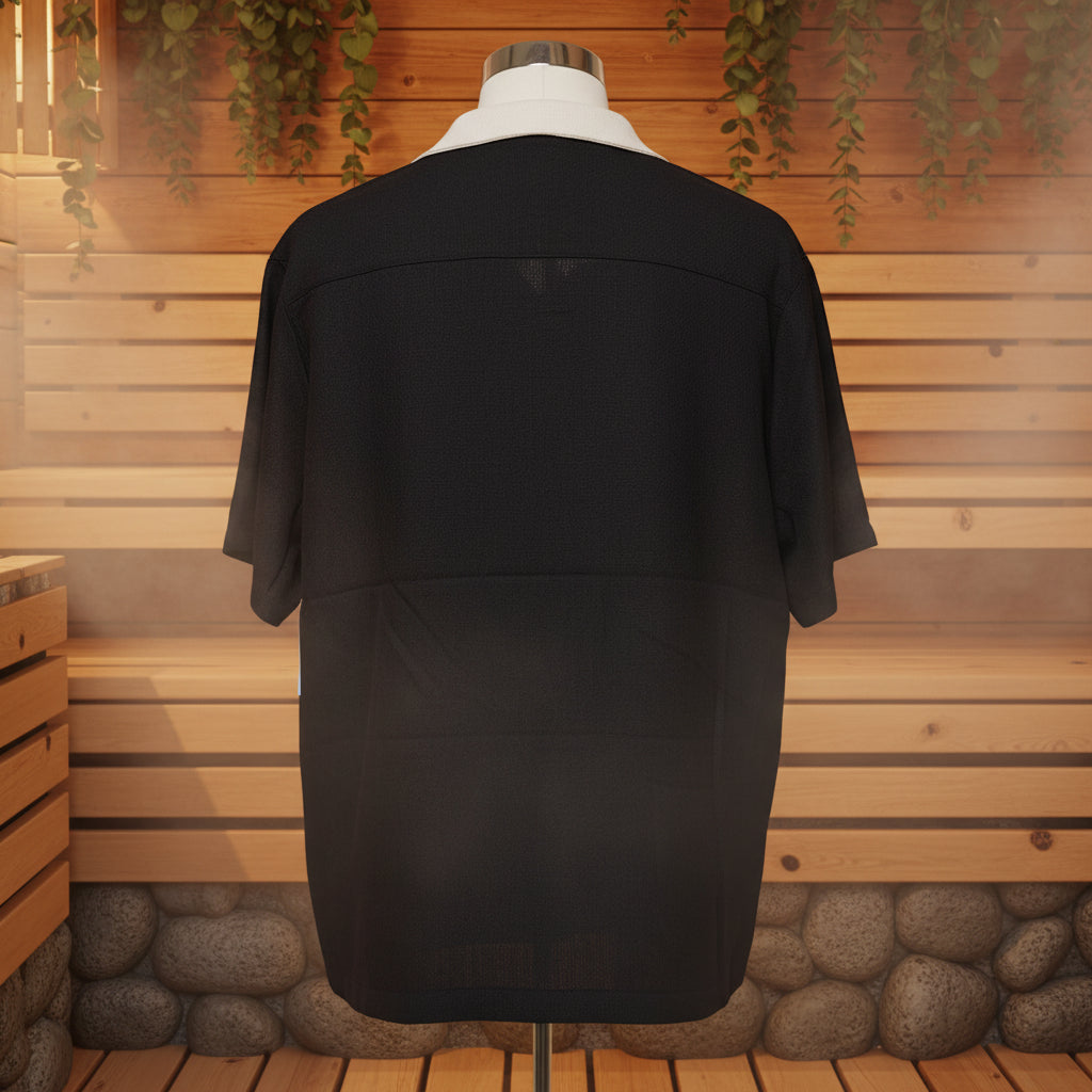 Men's Black Embroidered Linen Shirt