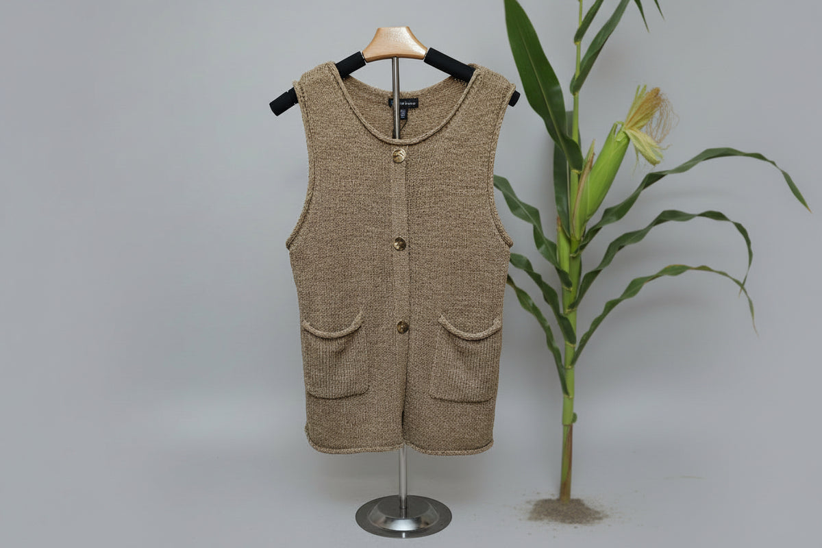 Women's Cornstalk Knit Pullover Vest with Front Pockets – Size L
