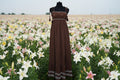 Women's Chocolate Brown Boho Maxi Dress with Beaded Tassel Straps, Size S