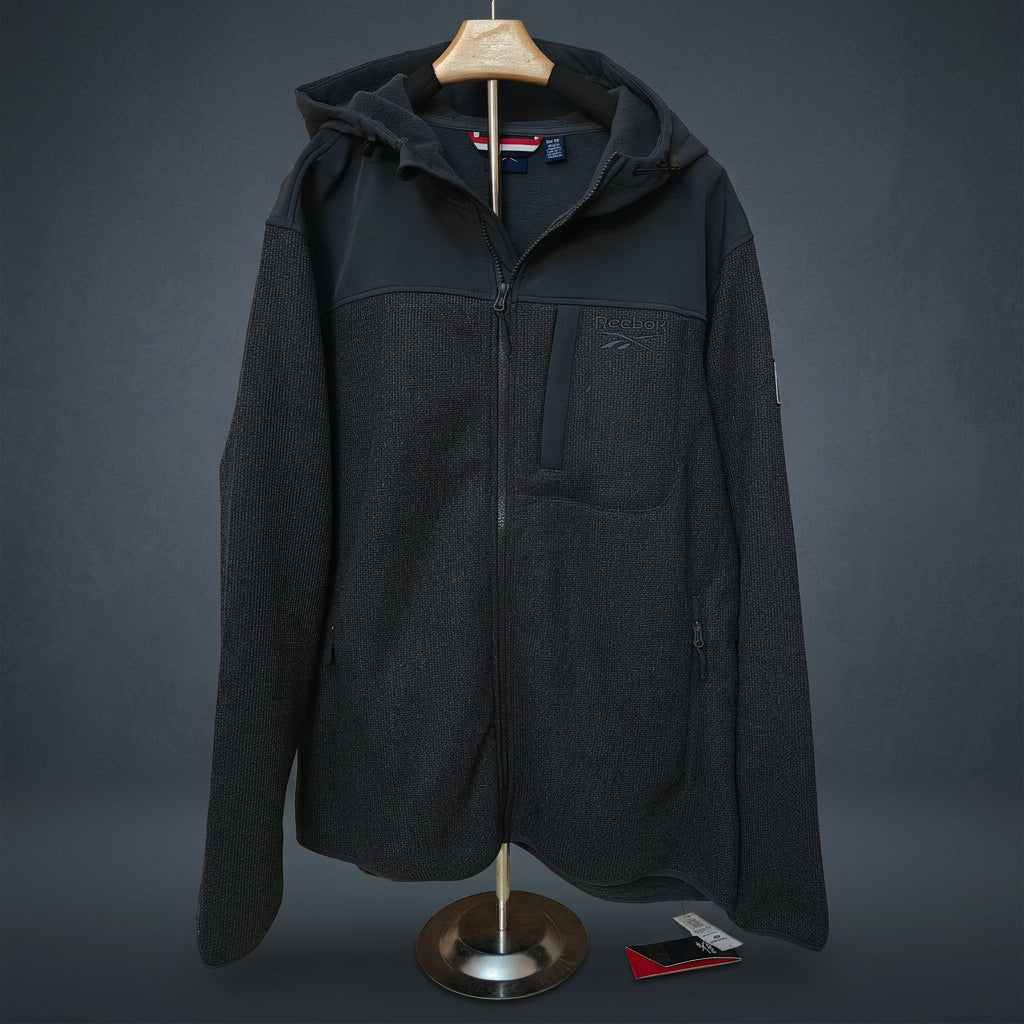 Reebok Men's Charcoal Heather Full-Zip Fleece Hoodie