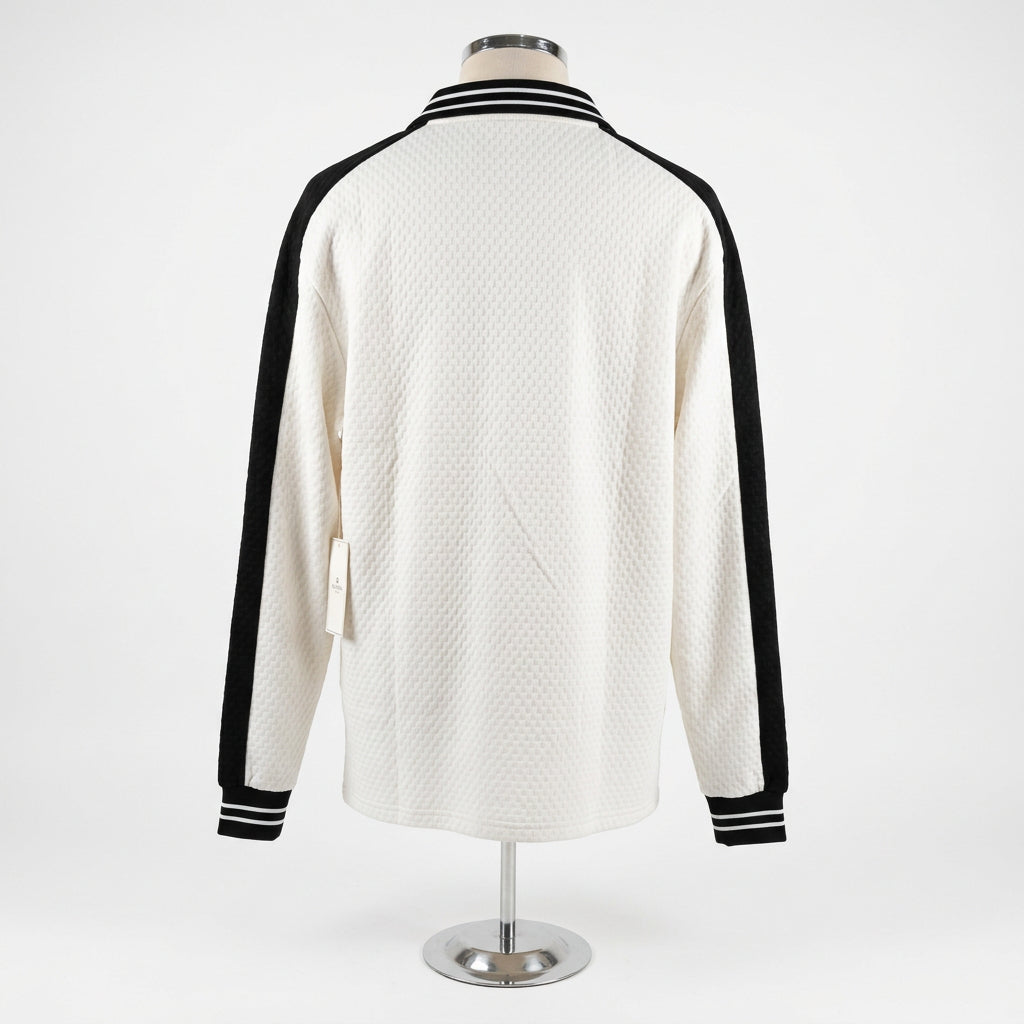 Saints Studio Men's Cream Waffle Pullover with Black Piping