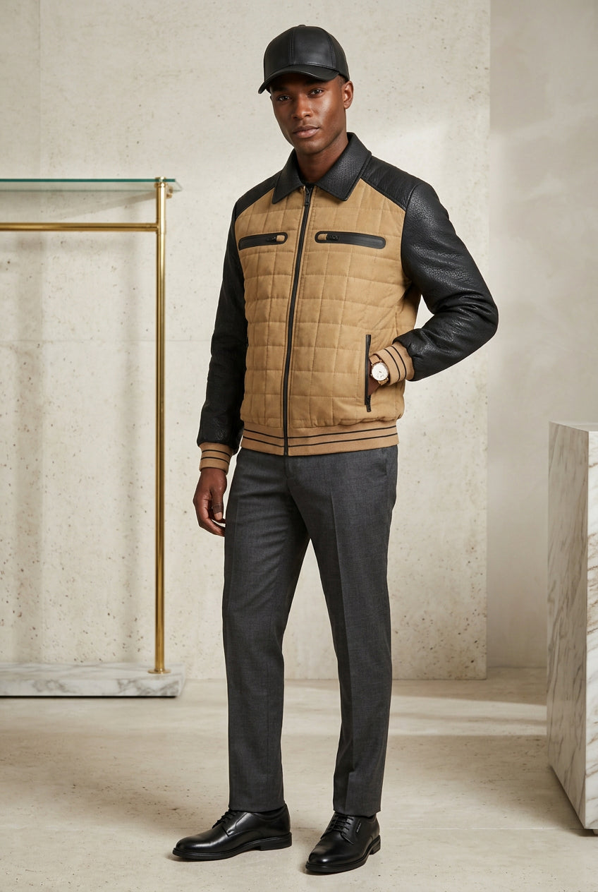 Marc  Asher Men's Tan and Black Quilted Jacket