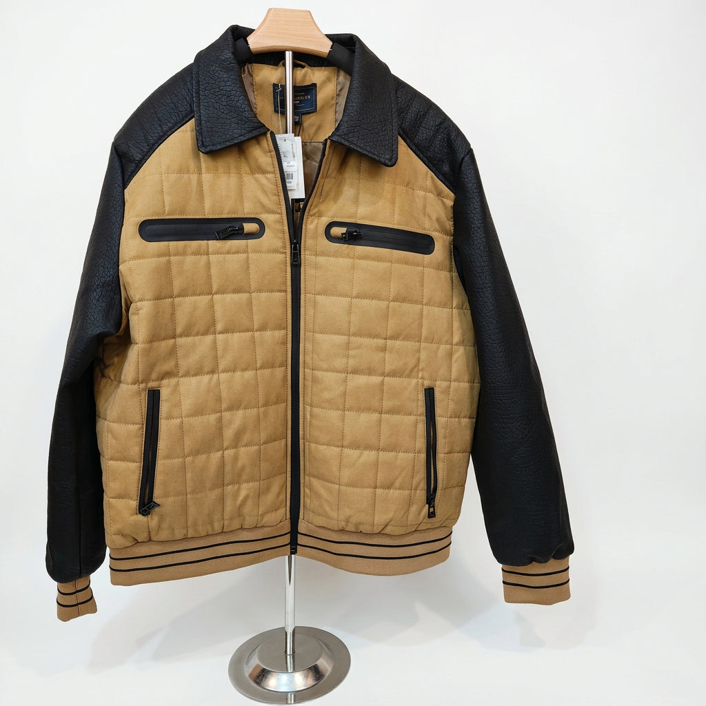Marc  Asher Men's Tan and Black Quilted Jacket
