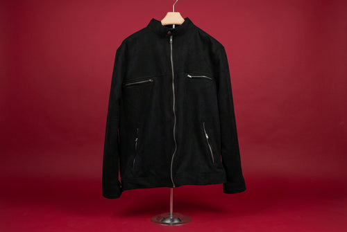 Craft and Flow Men's Black Faux Suede Zip-Up Jacket