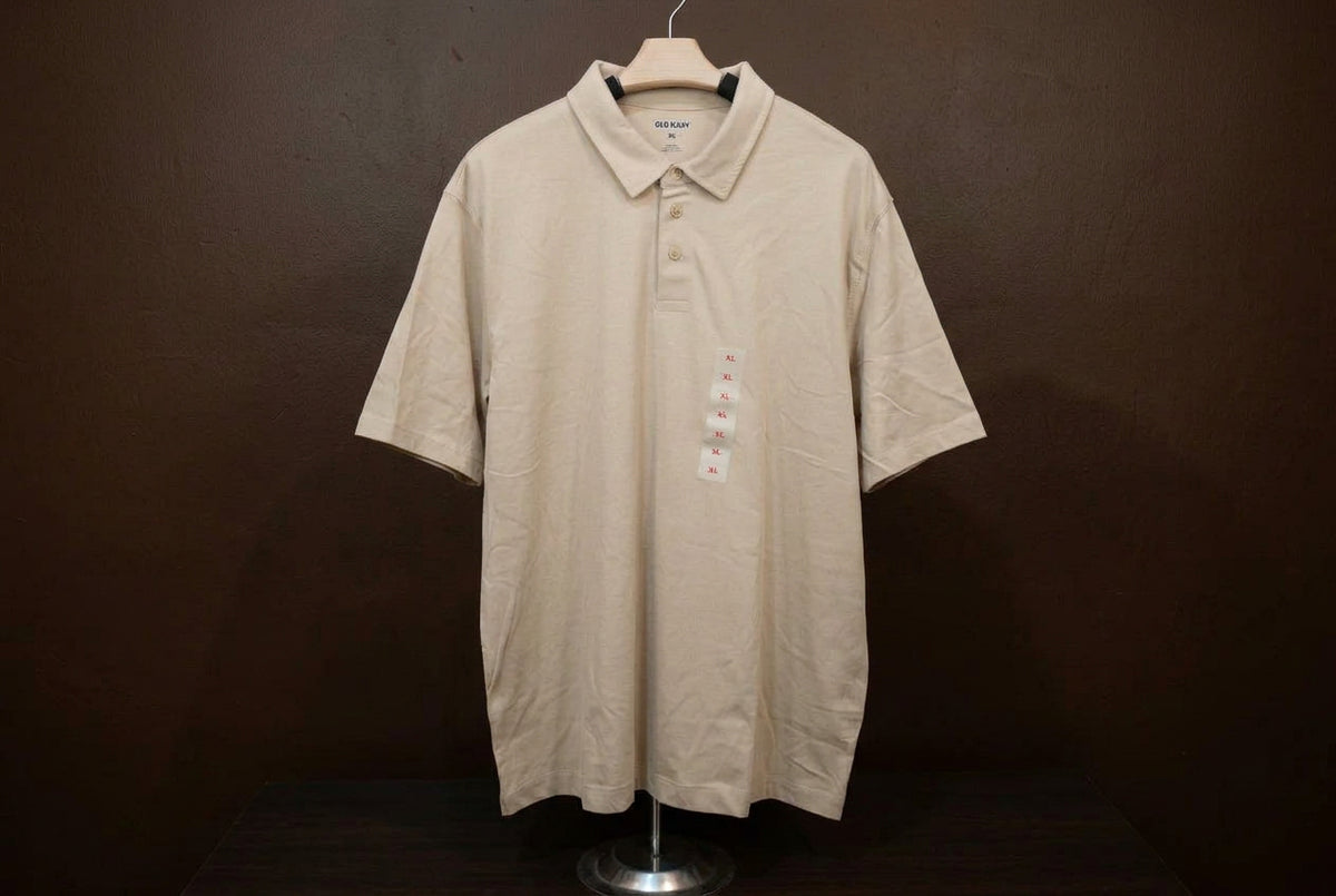 Old Navy Men's Beige Short-Sleeve Jersey Polo Shirt